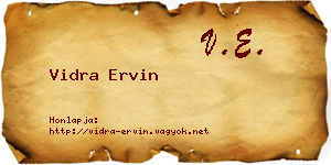 Vidra Ervin névjegykártya
